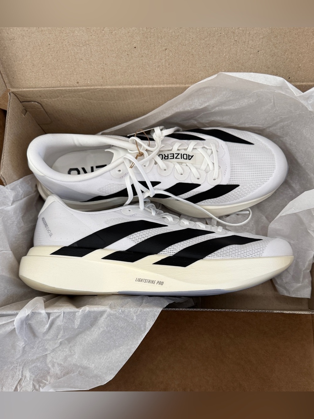 adidas White and Black Men's Adizero Athletic Running Shoes
